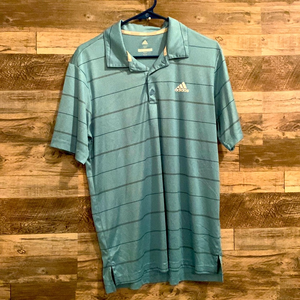 Adidas Mens striped golf polo